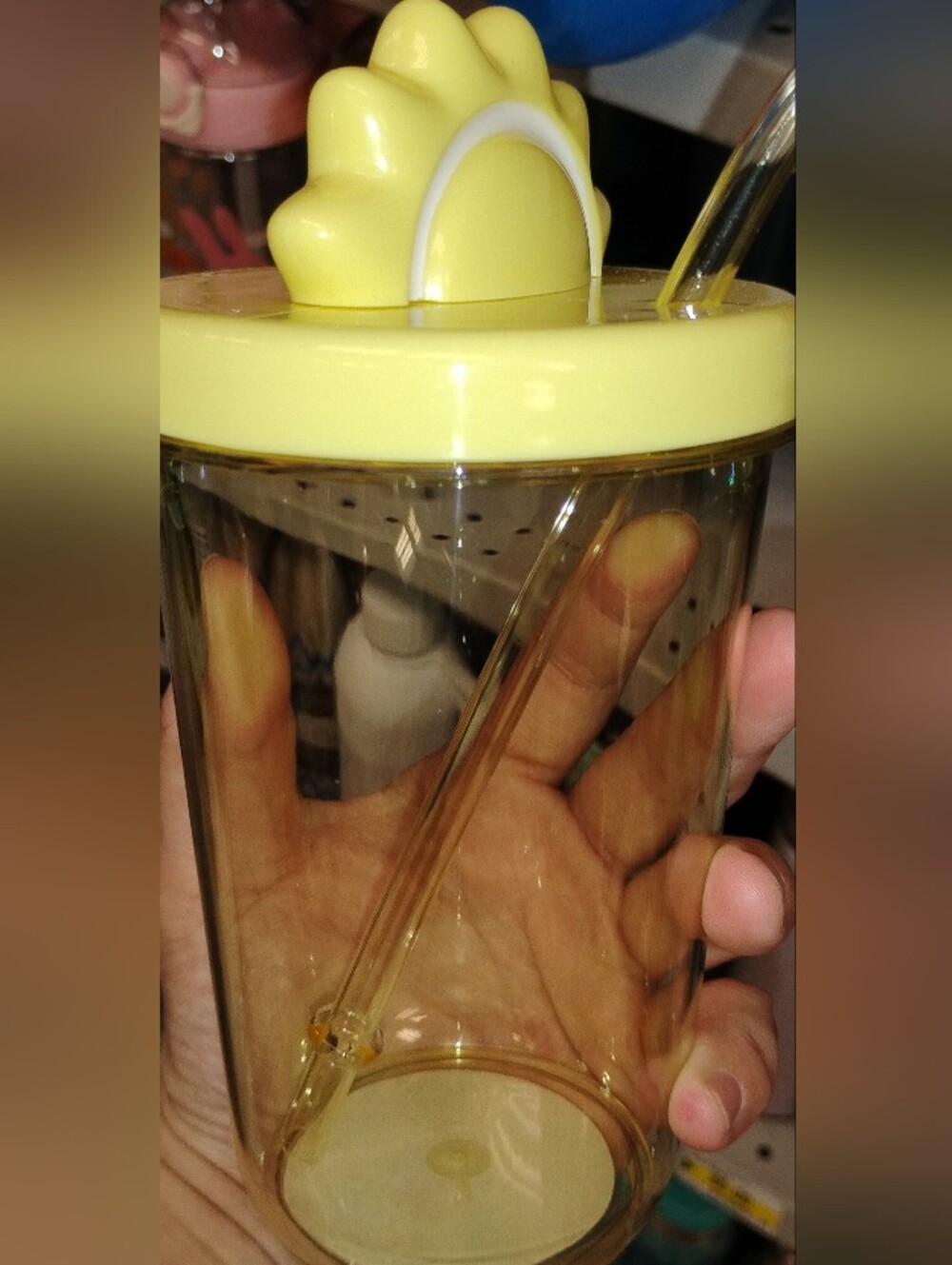 Yellow Sun-Top Clear Tumbler with Reusable Straw